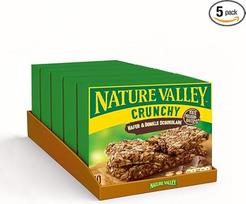 "Nature Valley" avižų ir tamsaus šokolado traškūs batonėliai, 5 pakuotės, traškūs grūdų batonėliai, užkandžiai mokyklai ir kelionėms, sveika duona, be laktozės, 50 batonėlių - 2 batonėliai pakuotėje