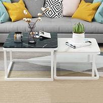"Nesting End Table Set", sukraunami kavos staliukai su marmuro efekto grūdinto stiklo plokšte, lygus paviršiaus metalinis pagrindas gyvenamajam kambariui, universalūs šoniniai staliukai
