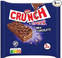 "Nestlé Crunch Milk Bar", traškus šokoladinis batonėlis su pieniniu šokoladu ir grūdais, 9 vnt. (3 x 33 g)