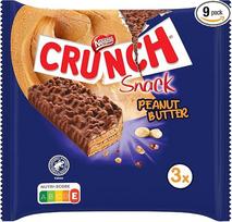 "Nestlé Crunch" riešutų sviesto batonėliai, traškus šokoladinis batonėlis su riešutų sviestu ir grūdais, 9 vnt. (3 x 31 g)