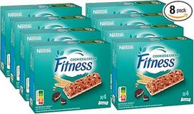 "Nestlé Fitness Bars" sausainių ir grietinėlės batonėliai, energetiniai batonėliai su šviesios kakavos gabalėliais ir tamsių sausainių gabalėliais, 8 vnt. (4 x 23,5 g)
