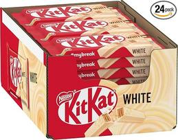 "Nestlé KitKat White" batonėliai, traškūs batonėliai su baltu riebaliniu glajumi ir traškia vafle, 24 vnt. (24 x 41,5 g)