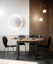 "Newfurn" apvalus išskleidžiamas 100-140 cm valgomojo stalas - modernus funkcionalus stalas iš laukinio ąžuolo, skandinaviško dizaino, stabilus ir pritaikomas valgomajame