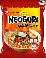 "Nong Shim Neoguri" greito paruošimo makaronai "Seafood & Spicy Ramyun" - aštri korėjietiška jūros gėrybių "Ramen" sriuba - 20 x 120 g vertės pakuotė