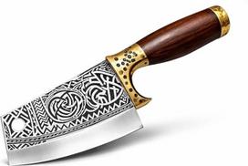 "Novahaven Ragnar Ragnar Viking" virėjo peilis - dirbtinio intelekto sukurtas, aukščiausios kokybės lazeriu graviruotas nerūdijantis plienas, universalus, skirtas pjaustyti, iškaulinėti ir pjaustyti griežinėliais (Ragnar)