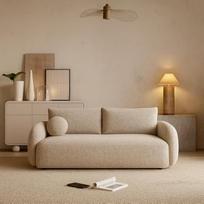 "NUBE" sofa su miego funkcija "Melange Beige Cream Brown" - šiuolaikinė sofa su virvele jūsų svetainei, miegamasis plotas: 204 x 144 cm