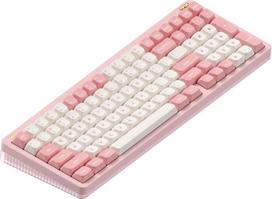 "nuphy Halo96 V2" karštai keičiama žaidimų klaviatūra 99 klavišų RGB mechaninė klaviatūra, palaikanti QMK/VIA "Bluetooth" USB C 2,4 GHz rožinė citrina (55gf)