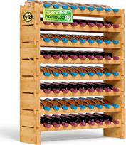 "NutriChef" sukraunamas butelių stovas, medinis vyno stovas - vyno stovas - vyno stovas, sukraunamas modulinis 72 buteliams, vyno laikiklis plonas, 85 x 25 x 105 cm, tinka kaip vyno stovo rūsys ir butelių stovas virtuvėje