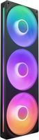 "NZXT F360 RGB Core" - 360 mm vieno rėmo ventiliatoriaus blokas su 3 x 120 mm RGB ventiliatoriais - greičio ir apšvietimo valdymas - didelis statinis slėgis ir oro srautas - 8 aRGB šviesos diodai kiekvienam ventiliatoriui - juoda