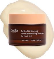 "ONDO Beauty 36.5 Retinol & Ginseng Youth-Presving Treatment" - stangrinamasis, atgaivinantis ir maitinamasis kremas švelniai ir skaisčiai odai Korėjos veganiška kosmetika 50 ml