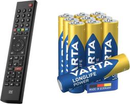 "One For All Grundig" televizoriaus nuotolinio valdymo pultas - tinka visiems "Grundig" televizoriams / "Smart TV" - idealus televizoriaus nuotolinio valdymo pulto keitimas ir "Varta Longlife Power" AAA mikro šarminės baterijos LR03, 10 vnt.