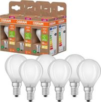 "Osram Classic" mini rutulinė LED lemputė su dekoratyviniu matiniu LED siūlu A energinė klasė E14 1,2W 255lm 2700K šiltai balta šilta balta 6 vnt.