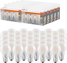 "Osram LED Base A60", 40 lempučių pakuotė, pakeičia įprastas 60 W lemputes, 6,5 W, šiltai balta (2700 K), matinis stiklas, nedega, lemputės forma, E27