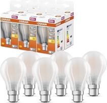 "Osram LED Star Classic A60" LED lemputė B22d lizdui, kriaušės formos, GL FR, 806 liumenų, šiltai balta (2700K), įprastų 60 W kaitrinių lempučių pakaitalas, nestabdoma, 6 vnt.