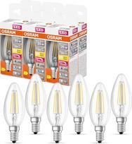 "OSRAM Superstar+ Classic B FIL 25" LED lemputė, E14, mini žvakės formos, 2,2 W, 300 lm, 2700 K, šiltai balta šviesa, labai sumažintas mėlynos spalvos kiekis, mažiau vargina akis, reguliuojamas apšvietimas, taupo energiją, 6 vnt. pakuotė