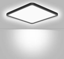 "Ouyulong" LED lubų šviestuvas 24 W, LED lubų vonios kambarys juodas IP44, LED lubų prieškambario šviesa 5000 K, 2600 LM, 23 cm, virtuvė, miegamasis, balkonas, svetainės lubų šviestuvas