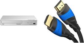 "Panasonic" DMP-BDT168EG kompaktiškas 3D "Blu-ray" grotuvas (Full HD didinimas) sidabrinis ir "KabelDirekt" - 1,5 m - 4K HDMI kabelis (4K @ 120Hz ir 4K @ 60Hz įspūdingiems Ultra HD potyriams juodas)