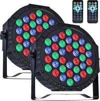"Par Light" scenos šviesa, 36 LED RGB vakarėlio šviesa, prožektorius, diskotekų šviesa, DMX žibintas su nuotolinio valdymo pulteliu, 4 režimų šviesa barui, scenai, vakarėliui, DJ, Helovinui, Kalėdoms - 2 pakuotės