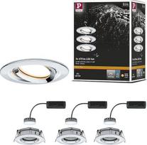 "Paulmann Nova Plus" 93684 LED įleidžiamosios lempos 3 vnt. apvalių pasukamų 3 x 6 W IP65 reguliuojamo apšvietimo įleidžiamas prožektorius Chrome Spot Aliuminio įleidžiamoji lempa 2700 K