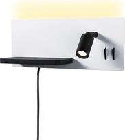 "Paulmann Serra 71103" LED sieninis šviestuvas USB C 2700 K 650 lm / 200 lm 230 V 5,5 / 1 x 2,6 W Dimmable White Matt Black Matt Wall Reading Lamp