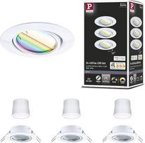 "Paulmann" 92466 LED įleidžiamosios lemputės pagrindas "Smart Home Zigbee" bazinis rinkinys Pasukamas apvalus 230 V 3 x 4,9 W 3 x 420 lm Pritemdomas 90 mm Baltas metalas RGBW+