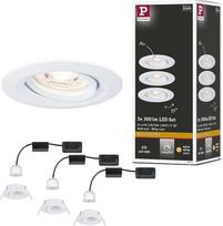 "Paulmann" 92971 "Nova Mini Plus" LED įleidžiamųjų šviestuvų monetų rinkinys, apvalus, pasukamas, "EasyDim Dimm", baltas, matinis aliuminis, šilta balta 2700 K, matinė balta, 126 W, pasukamas (IP23), 3 x 4,2 W
