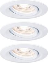 "Paulmann" 94293 "Nova" mini LED įleidžiamo šviestuvo moneta, apvali, pasukama, 3 x 4 W, įleidžiamas lubų prožektorius, aliuminis, šilta balta 2700 K, pasukamas IP23, matinės baltos spalvos, 3 vnt.