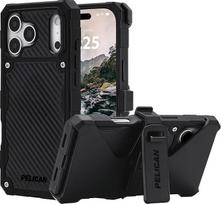 "Pelican Shield iPhone 17 Pro Max" dėklas [suderinamas su "MagSafe"], stiprus telefono dėklas su 24 pėdų karine apsauga nuo kritimo, stiprus telefono dėklas su diržo spaustuku, skirtas "iPhone 17 Pro Max", anglis