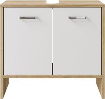 "Pelipal Quickset 300 Vanity Unit", baltos spalvos / Riviera Oak Landscape NB, 60,6 cm pločio, kriauklės spintelė be kriauklės su 2 durelėmis