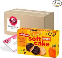 "Pere's Candy" saldainių rinkinys 3 x "Griesson" minkštas pyragas "Orange" 300 g + "Pere's Candy" užrašų knygutė DIN A7 25 lapai