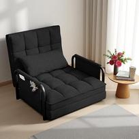 "PerGar" sofa-lova su lovos funkcija, sofa-lova, sulankstomas miegamasis krėslas "4 viename", atlošiamasis krėslas su reguliuojamu atlošu, viengulės lovos krėslas, skirtas miegamajam ir svetainei, ėriuko vilna (juoda)