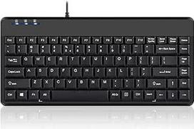 "Perixx PERIBOARD-409 H Mini laidinė klaviatūra su USB šakotuvais - USB - Mini 315x147x21 mm - 2 USB šakotuvai - 1,80 m ilgio laidas - Juoda - QWERTY angliškas išdėstymas