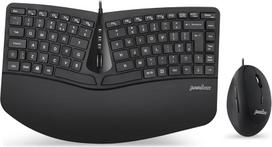 "Perixx Periduo-406" laidinė mini klaviatūra Ergonominė vertikalioji pelė su reguliuojama riešo atrama ir membraniniais klavišais JK išdėstymas