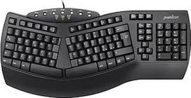 "Perixx" PERIBOARD-512 Ergonomiška padalinta USB klaviatūra su 7 multimedijos klavišais ir integruota riešo atrama Itališka QWERTY klaviatūra Juoda