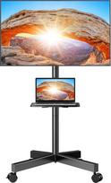 "Perlegear" televizoriaus stovas, riedantis, mobilus televizoriaus stovas su ratukais 23-60 colių LCD/LED televizoriaus vežimėliui su dėklu Reguliuojamas aukštis ir stabilus namų ekrano televizoriaus vežimėlis iki 40 kg, maks. VESA 400 x 400 mm