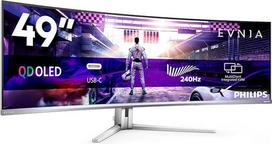 "Philips Evnia" 49M2C8900-49 colių DQHD OLED lenktas žaidimų monitorius, 240 Hz, 0,03 ms GtG, HDR400, Ambiglow (5120 x 1440, HDMI 2.1, "DisplayPort 1.4", USB-C, USB šakotuvas), baltas