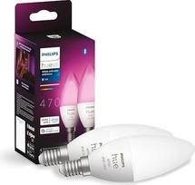 "Philips Hue White & Color Ambiance E14" LED lempa, 2 vnt., reguliuojamo ryškumo, iki 16 mln. spalvų, valdoma per programėlę, suderinama su "Amazon Alexa
