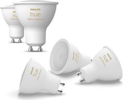 "Philips Hue White Ambiance GU10" LED prožektorius, 5 vnt. (400 lm), "Hue" apšvietimo sistemai skirtos reguliuojamo ryškumo LED lemputės su šilta balta / šalta balta šviesa, išmanusis šviesos valdymas balsu ir programėle