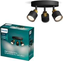 "Philips Niall" LED 3 apvalių plokščių prožektorius GU10 lempa neįtraukta Žalvaris IP20 Auksinis