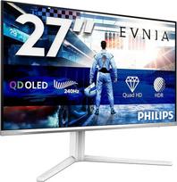 "Philips" 27M2N6501L - 27 colių QHD OLED žaidimų monitorius, "Ambiglow", 240 Hz, 0,03 ms, "G-Sync Comp.", HDR10 (2560x1440, HDMI 2X 2.1, DP 1x 1.4, USB šakotuvas), baltas