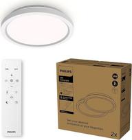 "Philips" 30 cm apvalus LED lubų šviestuvas su nuotolinio valdymo pulteliu, reguliuojamos baltos spalvos, skirtas svetainei, miegamajam, nemirga ir neakina, modernaus dizaino, baltas, 2 vnt.