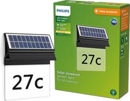 "Philips" lauko saulės šviesos šviestuvas "Enkara" su namo numeriu, 0,2 W, dienos šviesos jutiklis, 2700 kelvinų, juodas