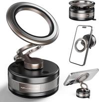 "PKBD Vacuum Magnetic Mobile Phone Holder Car Magsafe", 360° pasukamas ir sulankstomas nešiojamasis magnetinis mobiliojo telefono laikiklis, skirtas "Samsung" ir "iPhone" telefonams automobilyje, tvirtinamas ant priekinio stiklo / lygaus paviršiaus, juoda