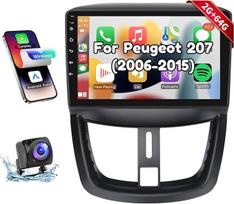 "Podofo Carplay Android" automobilinis radijas "Peugeot 207" 2006-2015, 2G + 64G, 9 colių jutiklinis ekranas HiFi Android automobilinis GPS WiFi Bluetooth FM RDS radijas USB automobilinis stereo grotuvas "Peugeot207