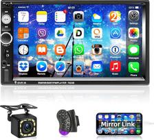 "Podofo" 2 DIN automobilinis radijas su "Bluetooth" laisvų rankų sistema, 7 colių automobilinė stereo sistema su ekranu/USB/FM/AUX/TF/Steering Wheel Control/Mirror Connection Android/iOS telefonams + atbulinės eigos kamera