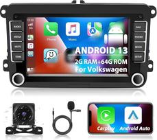 "Podofo" 2+64G automobilinis radijas "VW Golf 5 6 Polo Seat Skoda" su belaidžiu "Carplay Android Car", 7 colių "Android 13" automobilinis radijas su ekranu, "Bluetooth", "WiFi", GPS, RDS + atbulinės eigos kamera ir mikrofonas