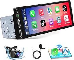 "Podofo" automobilinis radijas 1 DIN su belaidžiu "Apple CarPlay", "Bluetooth", "Android Car", su 6,86 colių ekranu, automobilinio radijo ekranu, palaiko FM veidrodžio jungtį, atbulinės eigos kamerą ir mikrofoną