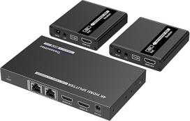 "PremiumCord" HDMI 1-2 skirstytuvas + ilgintuvas per CAT6/6a/7, Ultra HD 4K @ 30Hz 70 m, metalinis korpusas, 2 imtuvai su maitinimo šaltiniais, Dolby TrueHD, 3D, EDID, CEC, HDCP2.2