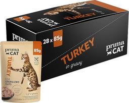 "PrimaCat" - "Classic" drėgnas sterilizuotas kačių ėdalas "Turkey in Gravy" 28 x 85g