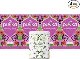 "Pukka Tea" ekologiška vaisinė arbata "Rytinės uogos", 4 pakuotės po 80 arbatos maišelių, įskaitant "Pukka" skardinę